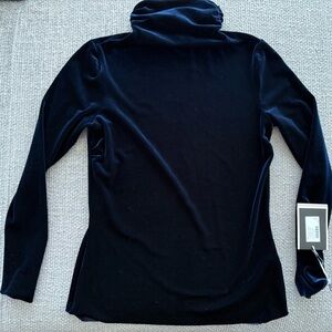 Chiara Boni “Lupis” Velvet Turtleneck Top – Blu Notte (Made in Italy)